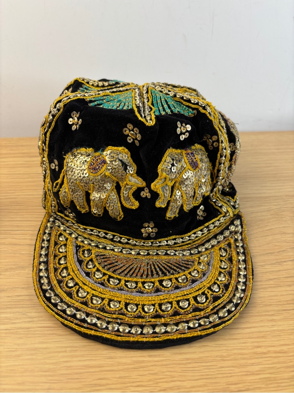 Vintage 90’s Kalaga Style Elephant Sequin Embroidered Hat-Thailand